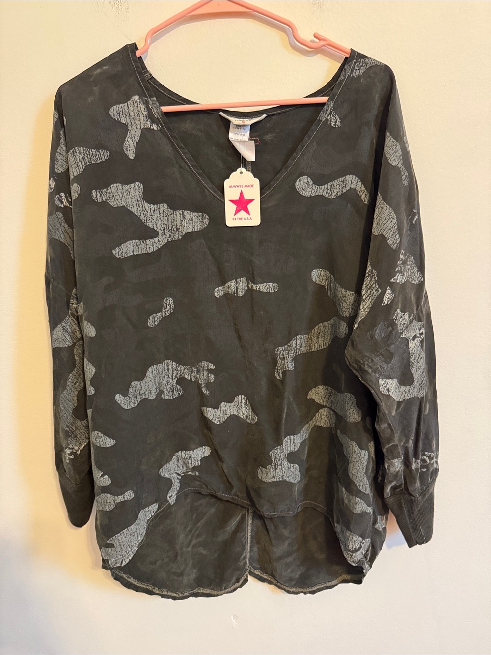 Hard Tail Gray Camo V-Neck Long Sleeve Tunic